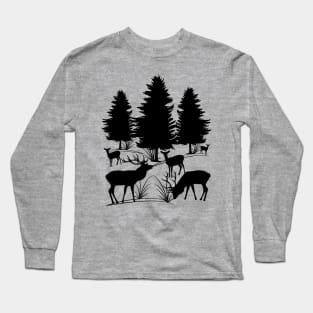 Animals, forest, deer, roe deer, tree, antler Long Sleeve T-Shirt